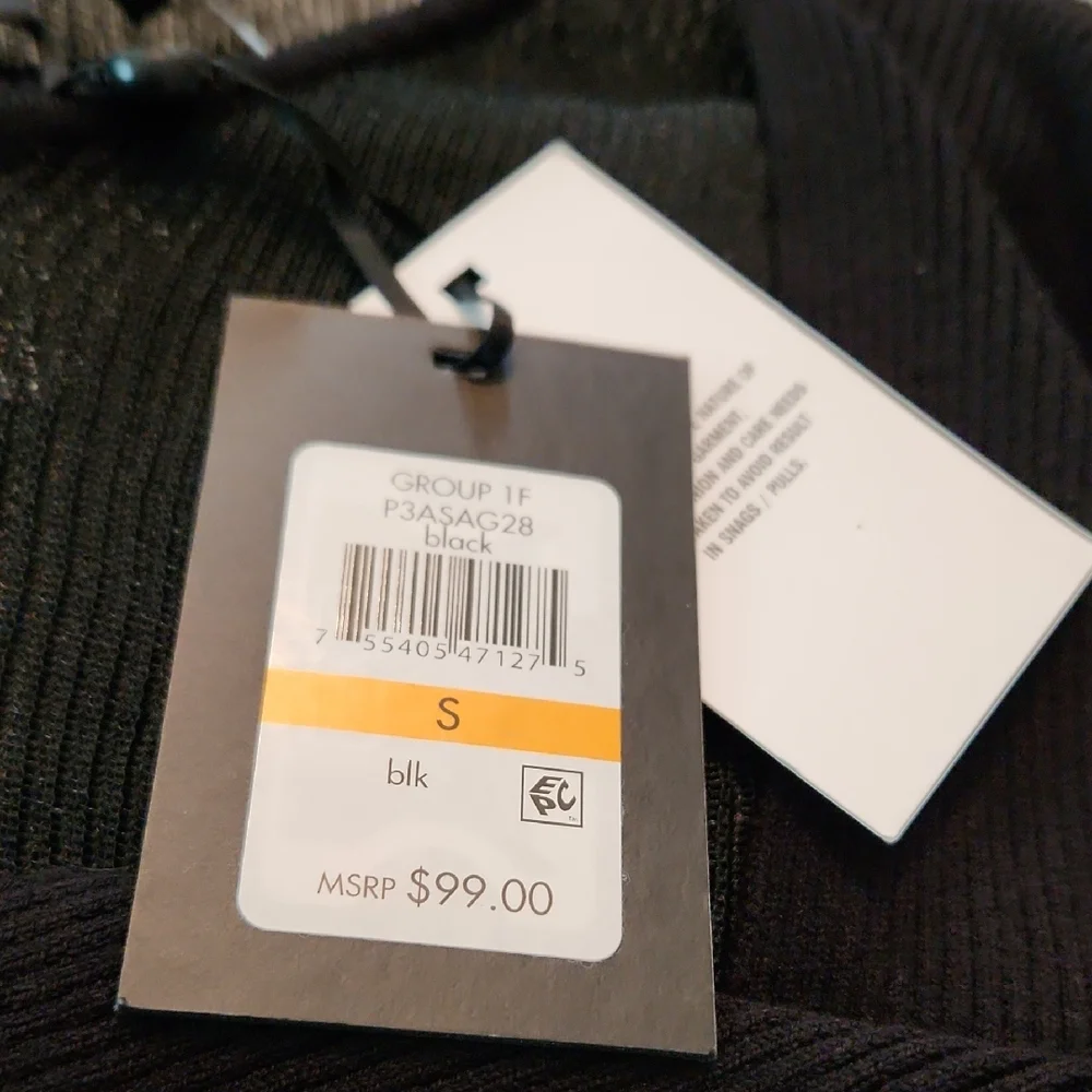 DKNY Black Asymmetric Draped Knit Top - Picture 6 of 6